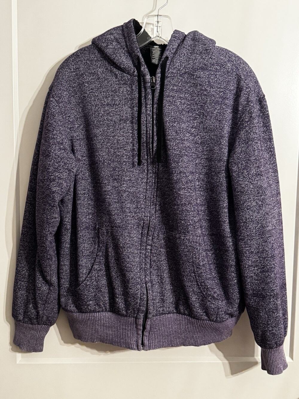 OP Brand Mens Sz M Purple Fleece Lined Hoodie Full Zip Cotton Blend Sweatshirt